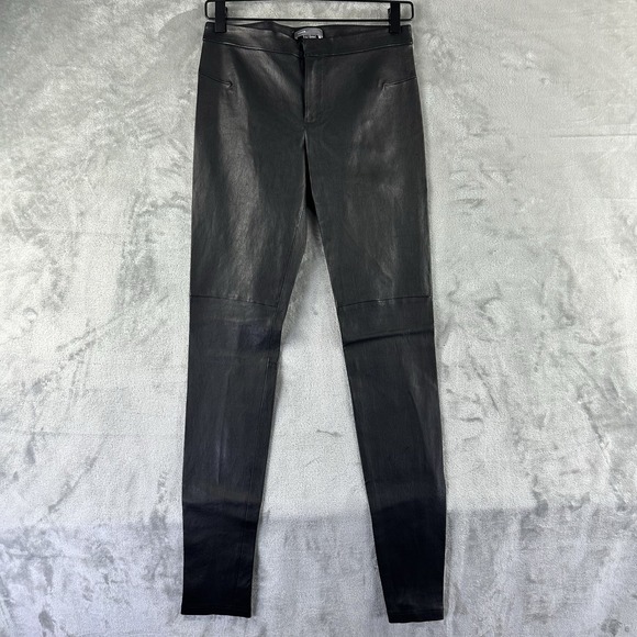 Vince Lambskin Leather Pants Women's 2 Black Skinny Sample NWOT
